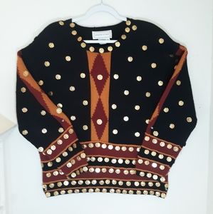 Vintage Adrienne Vittadini Colorblock Coin Sweater